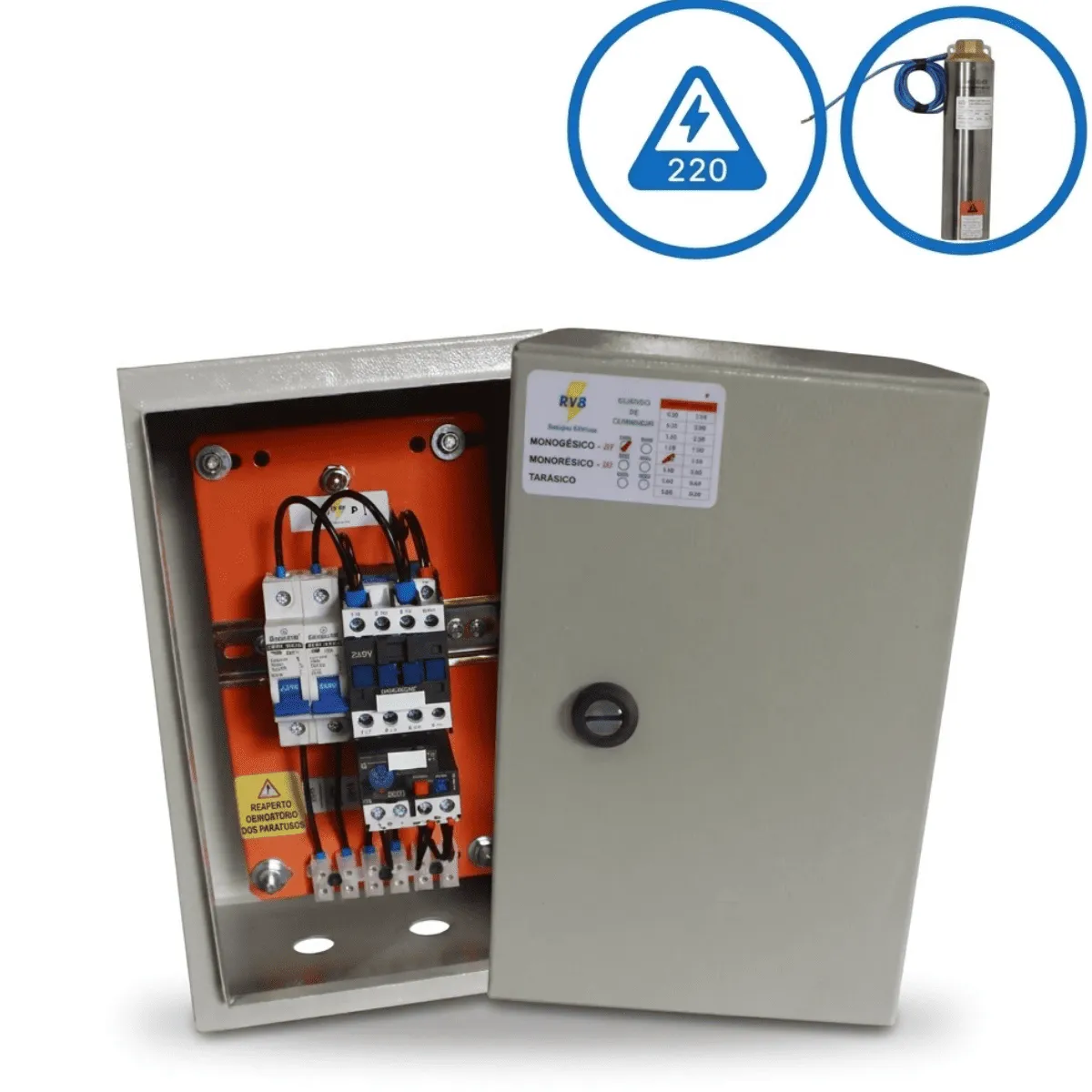 Painel 2,0 Hp 2 Fios 220v Mono Simples Cx aço